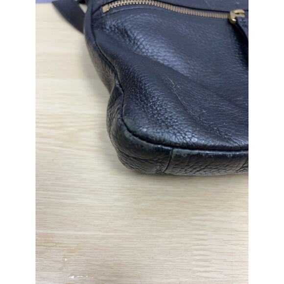 Vintage Fossil Pebbled Soft Black Cow Hide Leather Two Zip Pockets Shoulder Bag - Picture 4 of 14